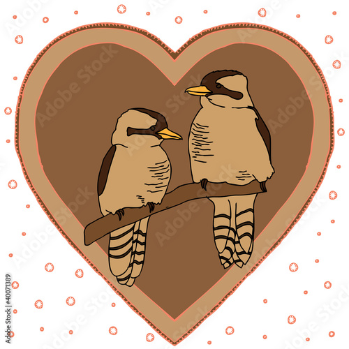 two birds on heart frame