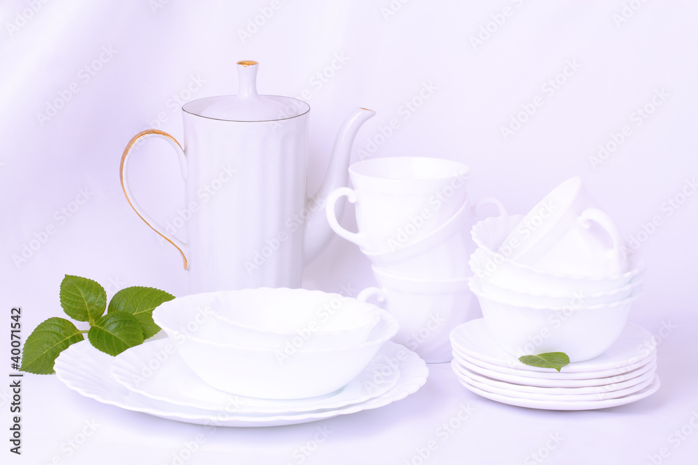 Fototapeta premium White dishes on the table