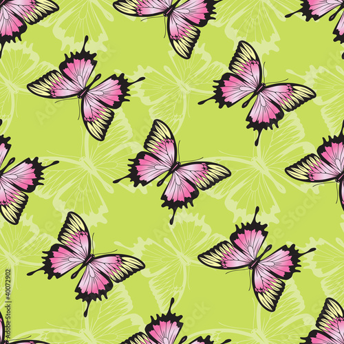 Vector seamless texture with butterflies.