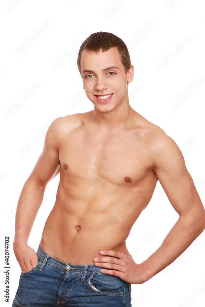 Portrait of a  shirtless young man