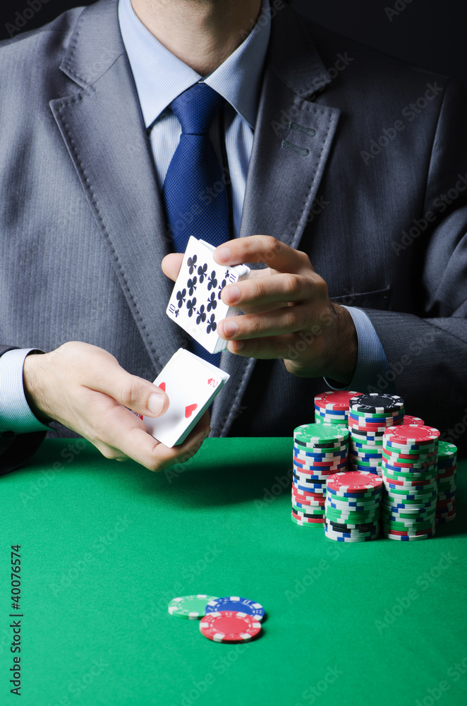 Man playing in the casino Man playing in the casino
