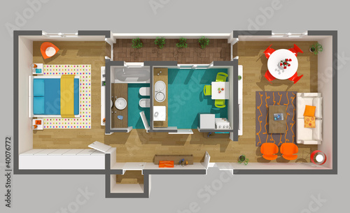 Interior design - 3d home project - cozy small apartment