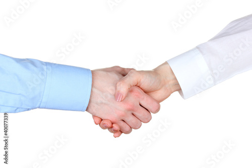 Business handshake isolated on white