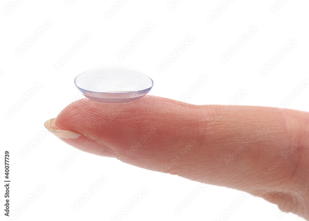 contact lens on finger isolated on white contact lens on finger isolated on white