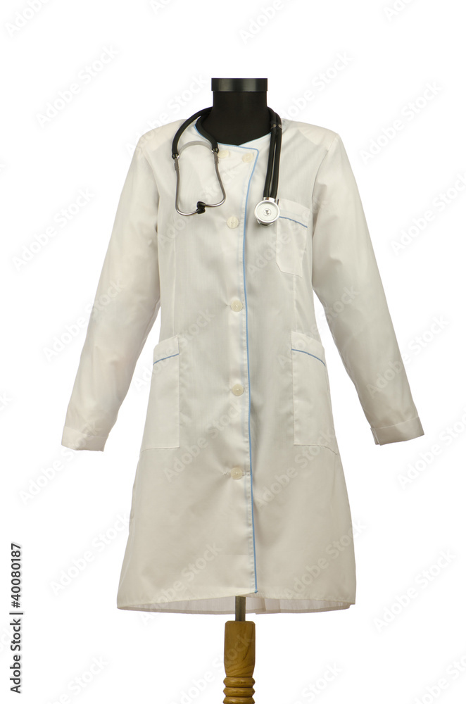 Medical coat and stethoscope isolated on white Medical coat and stethoscope isolated on white