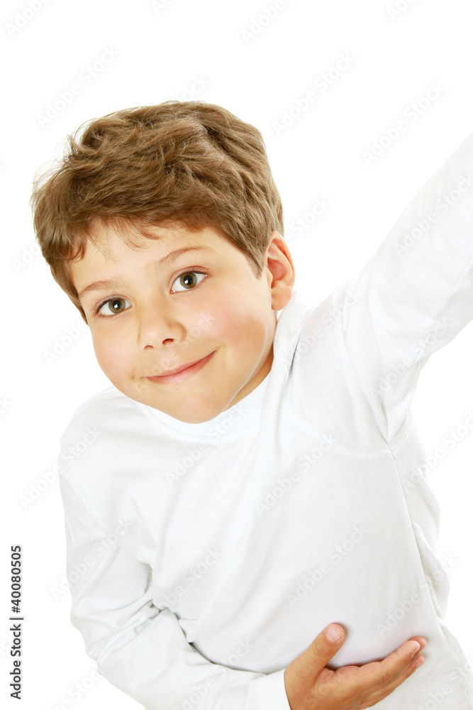 A portrait of a little boy, isolated on white A portrait of a little boy, isolated on white
