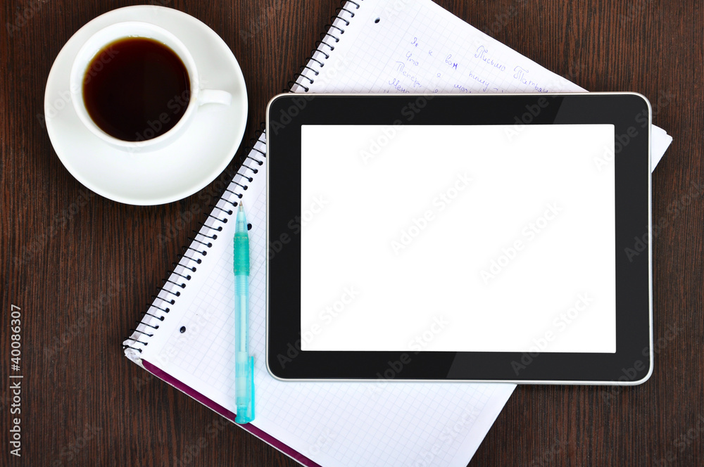 Workplace with blank digital tablet Workplace with blank digital tablet
