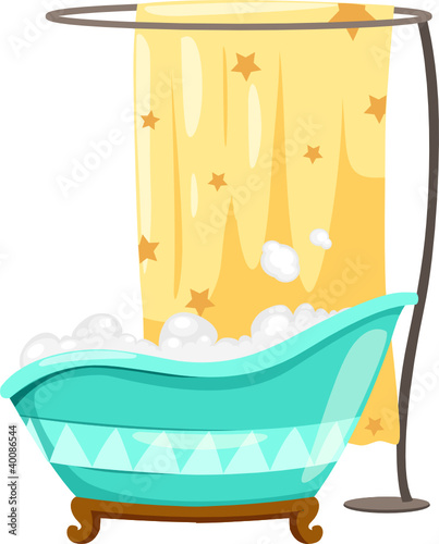 Bathtube with shower curtain