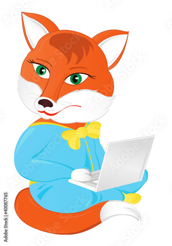 Fox with a laptop