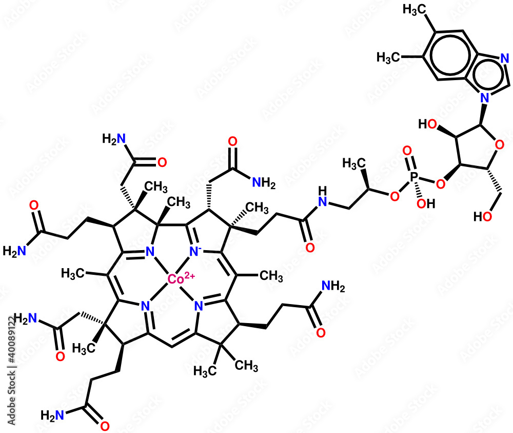 Vitamin B12 (cobalamin) structural formula Vitamin B12 (cobalamin) structural formula