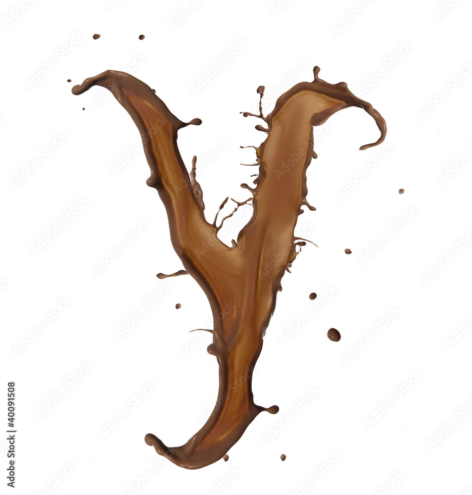 Fototapeta premium Chocolate splash letter isolated on white background