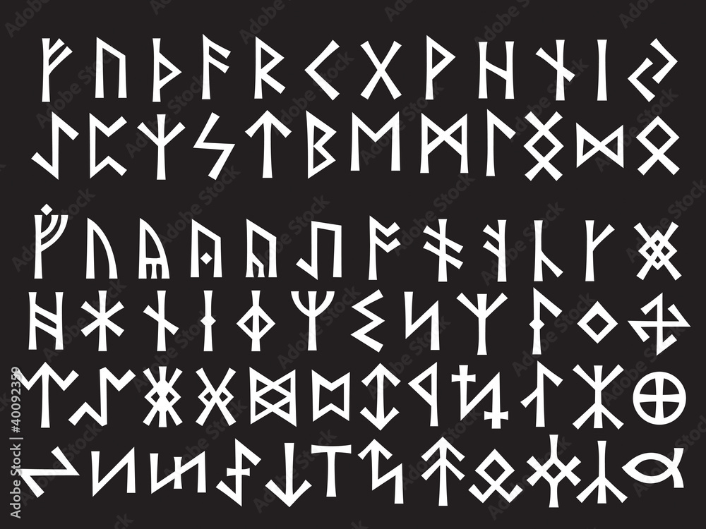 «Silver Runic Codex». Elder Futhark (24 letters above) and Other Runes (below). The Runic Script was used all over Northern Europe till the XIII century. «Silver Runic Codex». Elder Futhark (24 letters above) and Other Runes (below). The Runic Script was used all over Northern Europe till the XIII century.