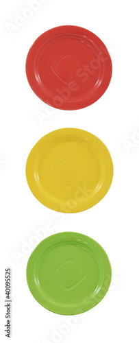 Three plates, as the traffic light.