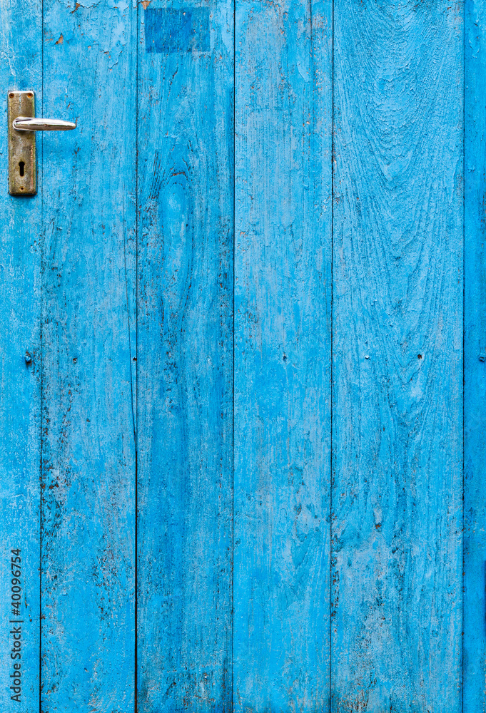 The doors made of wood painted blue The doors made of wood painted blue