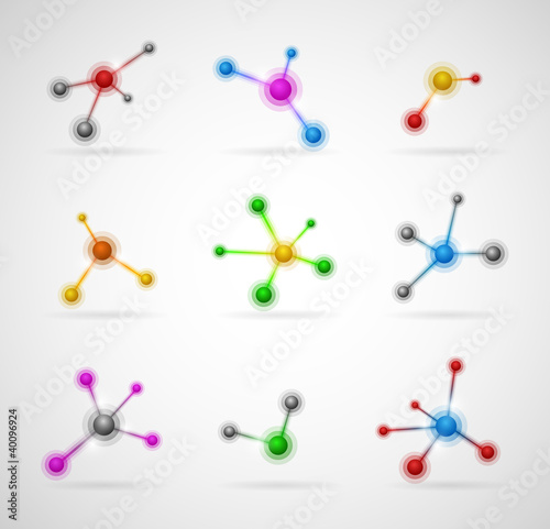 Set of abstract colored molecules. Eps 10