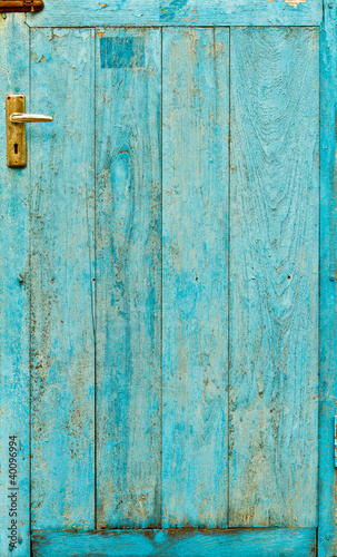 The doors made of wood painted blue