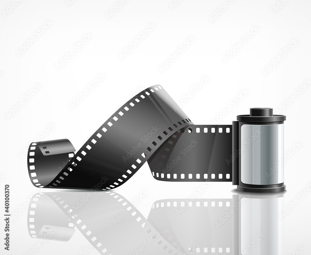 Camera film roll silver, vector illustration