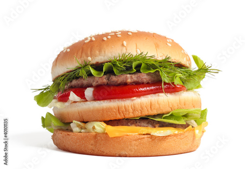 Big burger isolated on white