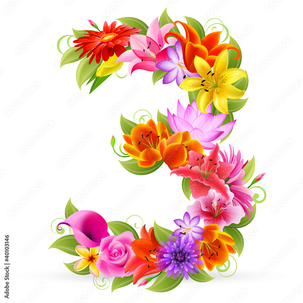 Zahl Blume - 3