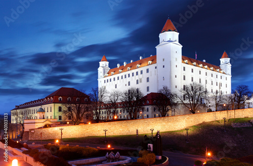 Bratislava castle from parliament at twilight - Slovakia