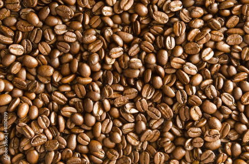 Spilled coffee beans background