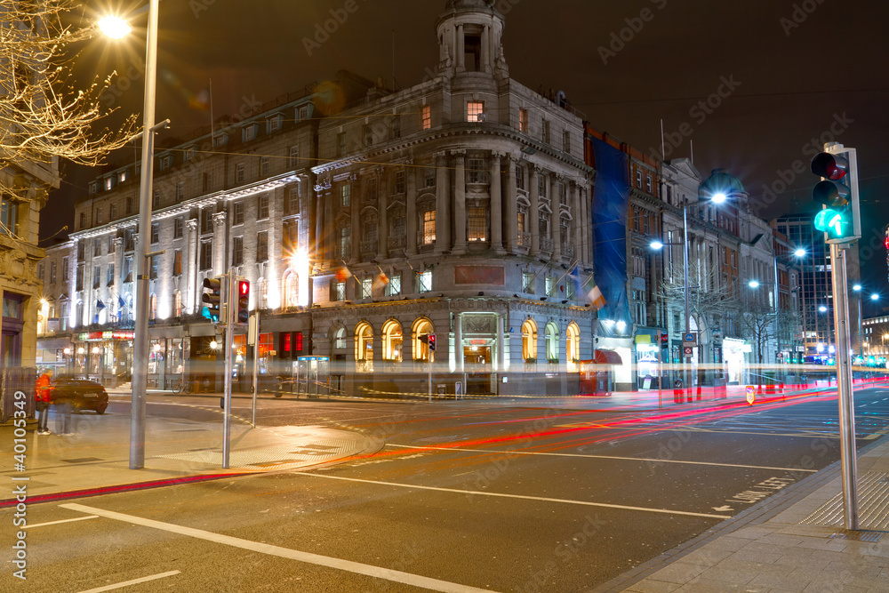 O'Connell street in Dublin at night, Ireland