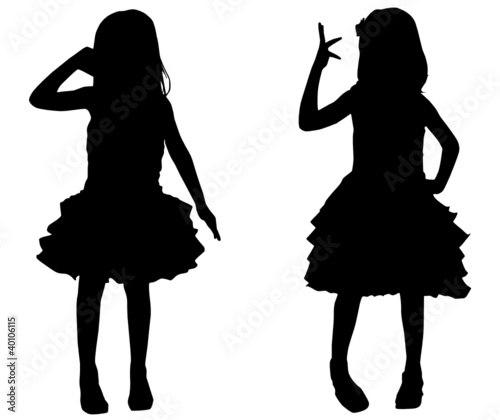 Silhouette happy children