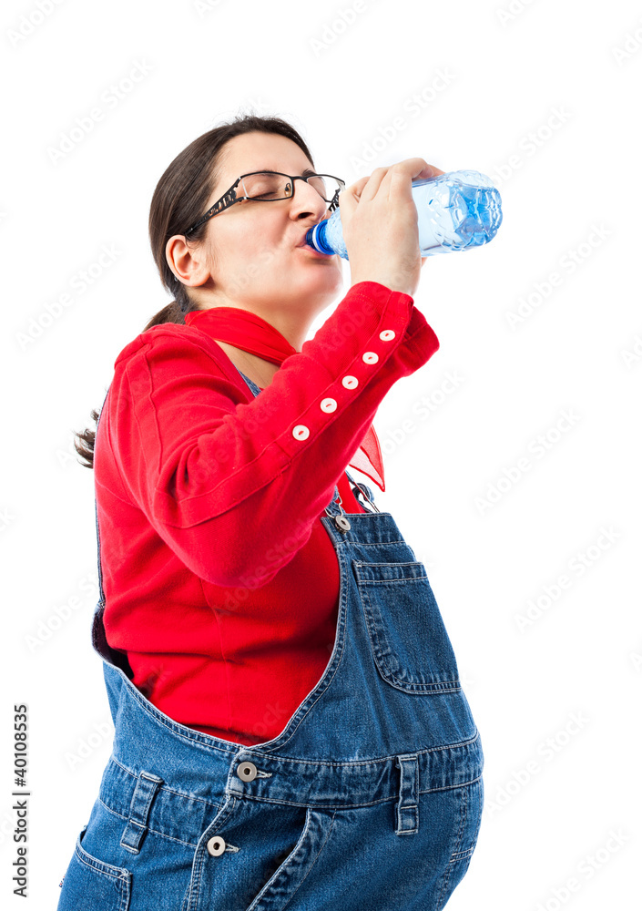 Pregnant woman with bottle of water Pregnant woman with bottle of water