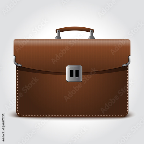 Business brown briefcase on blue