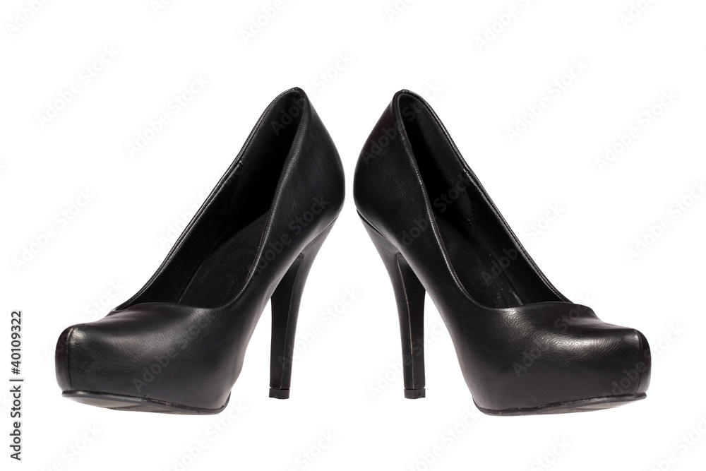 A pair of black women's heel shoes with clipping path. A pair of black women's heel shoes with clipping path.