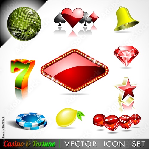 Vector icon collection on a casino and fortune theme.