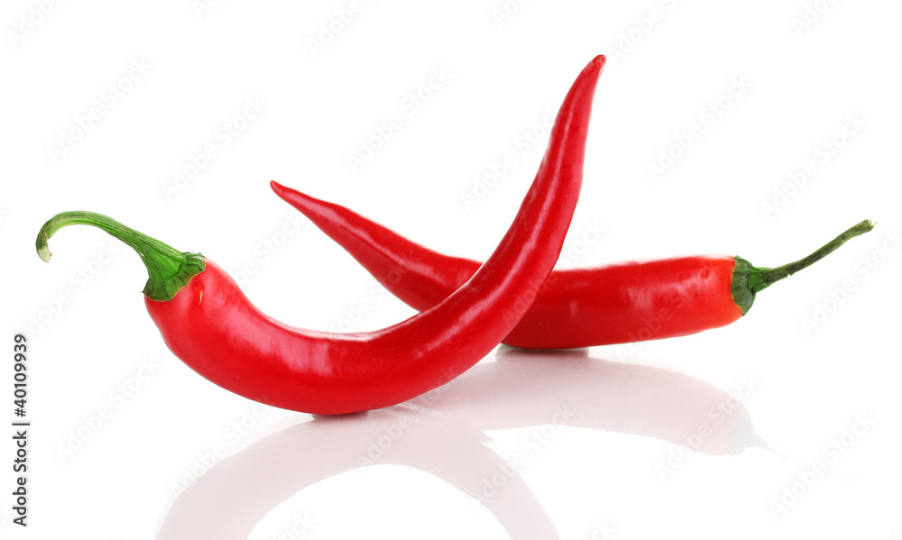Red hot chili peppers isolated on white Red hot chili peppers isolated on white