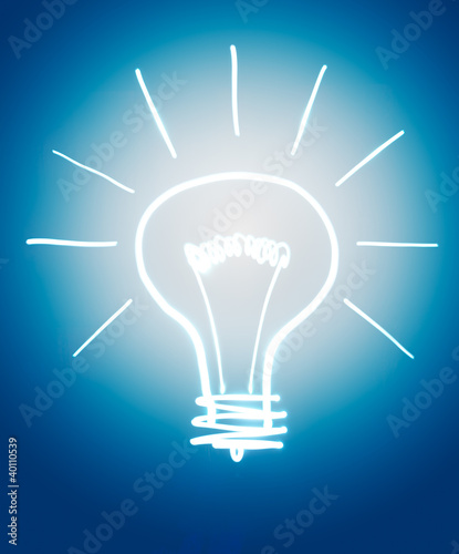 Light bulb isolated on dark blue