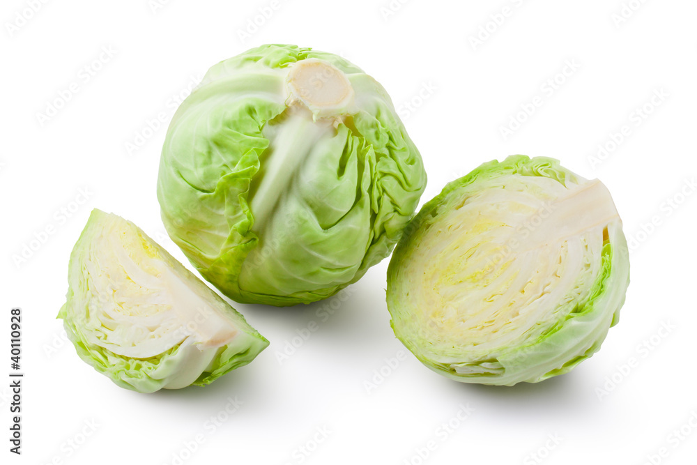 Whole cabbage and two slices Whole cabbage and two slices