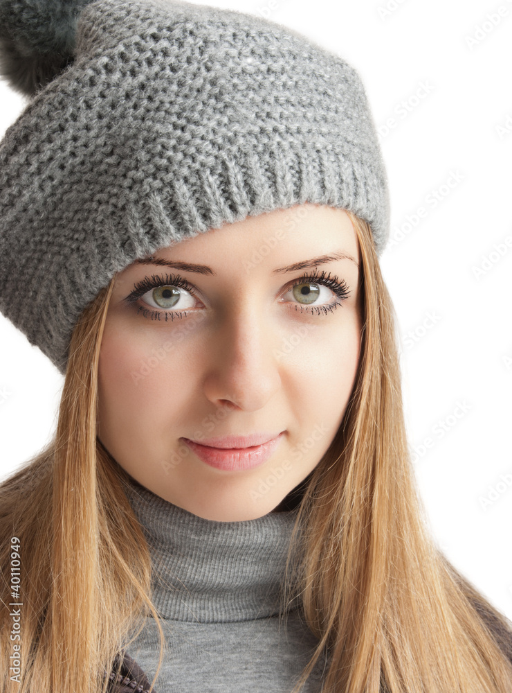 The beautiful woman isolated on the white