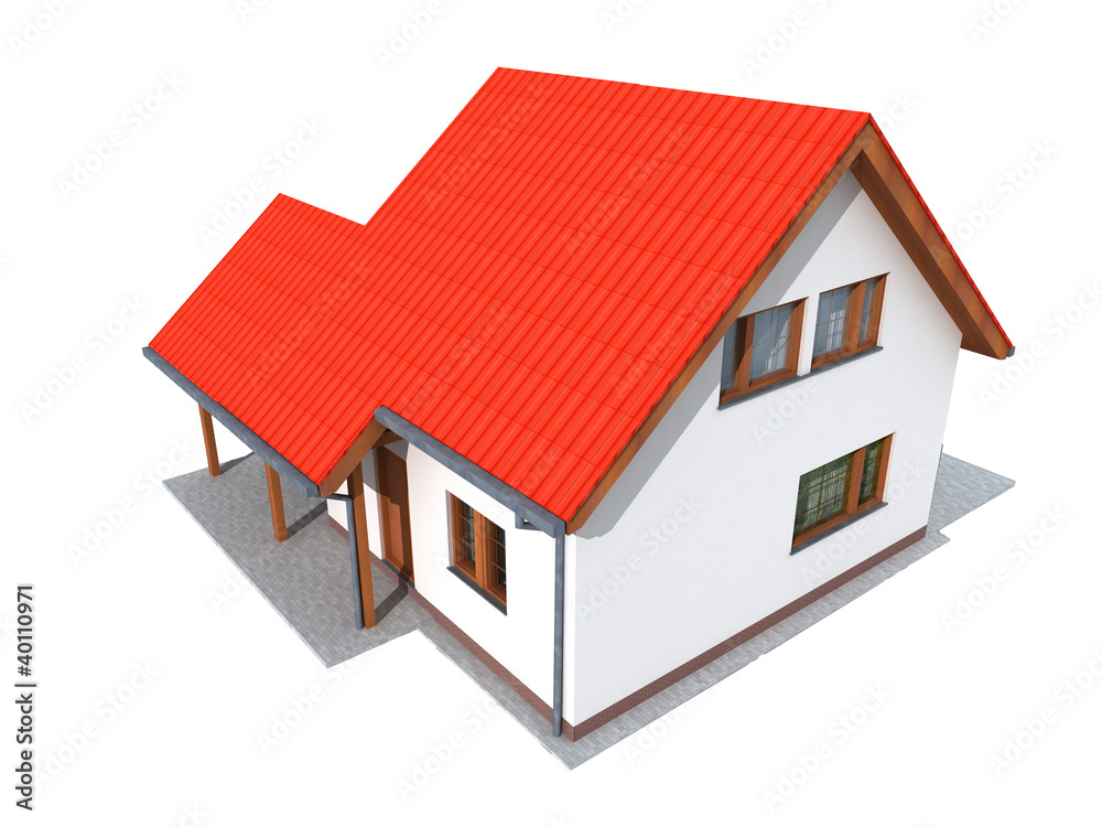 Simple 3d render of house in upper perspective Simple 3d render of house in upper perspective