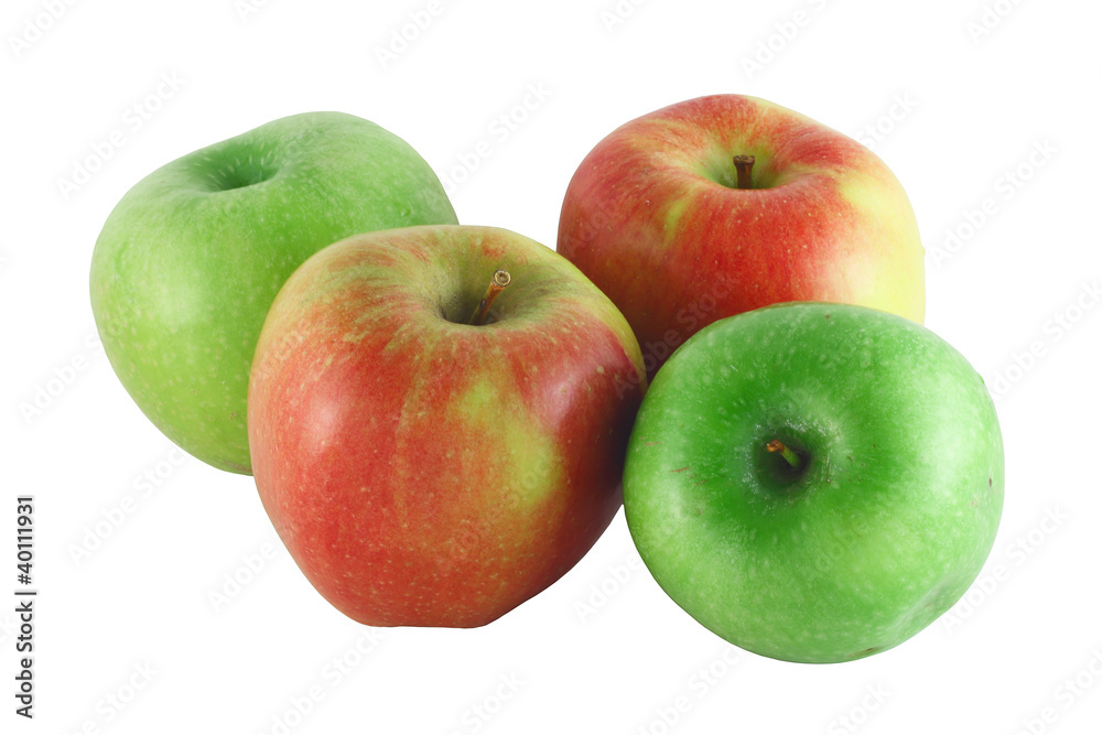 Four colorful apples