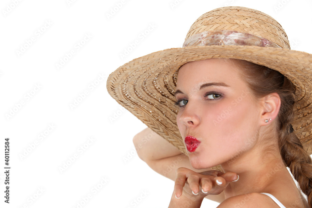 Woman blowing kiss