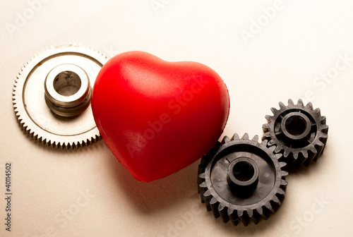 Mechanical ratchets and red heart photo