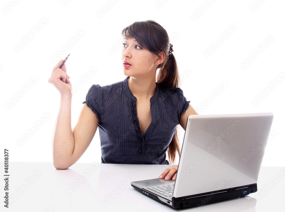 Portrait of beautiful business woman with laptop Portrait of beautiful business woman with laptop