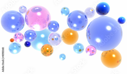 3d glass balls or spheres
