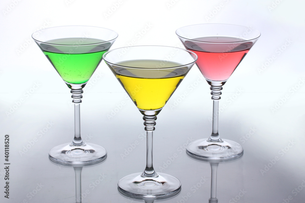 alcoholic cocktails on table isolated on white alcoholic cocktails on table isolated on white