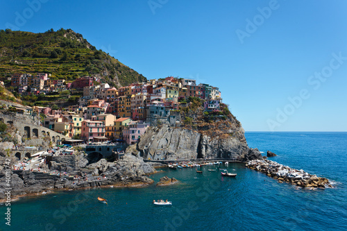 Panoramic view of a small village on the sea