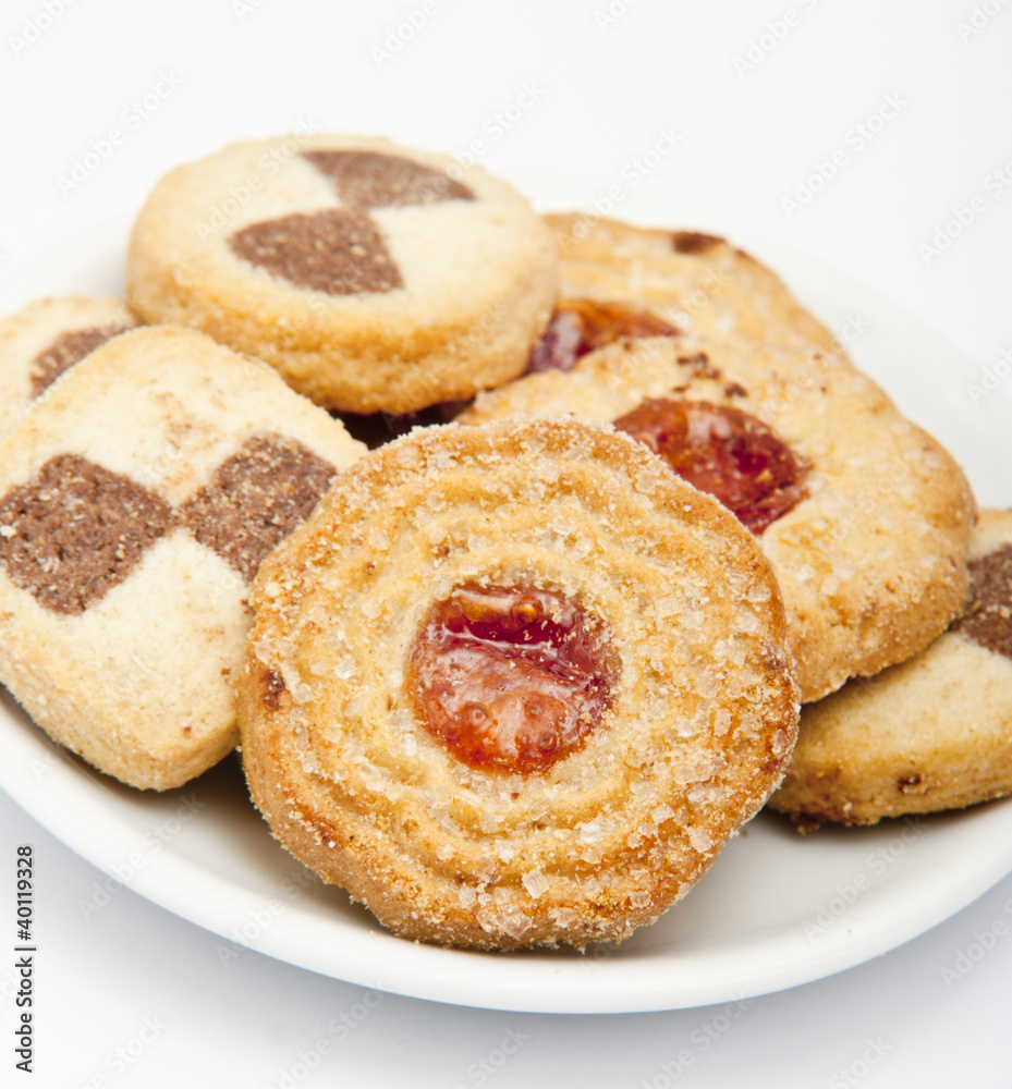 Cookie close up in white background Cookie close up in white background