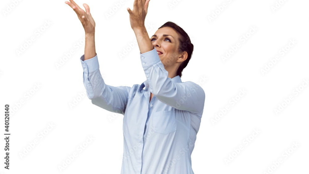 Woman in slow motion throwing her piggy bank Woman in slow motion throwing her piggy bank