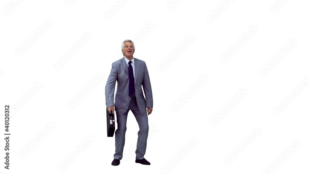 Executive in slow motion throwing his briefcase Executive in slow motion throwing his briefcase