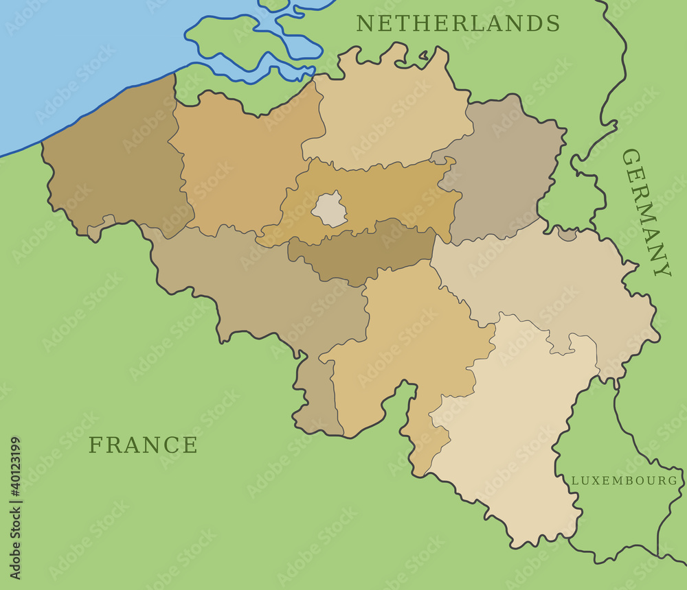 Belgium map with provinces