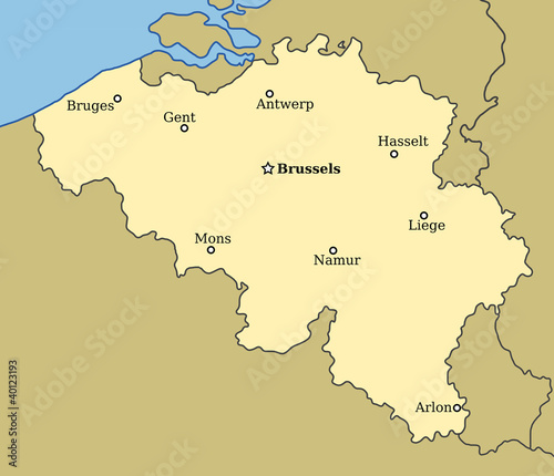 Belgium map with city names