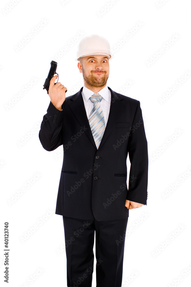 Engineer in the helmet on a white background Engineer in the helmet on a white background