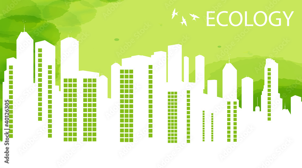 Ecology city and elements background vector concept